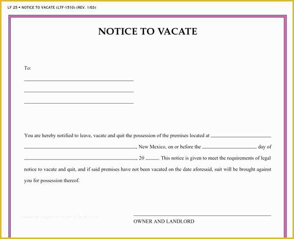 Notice to Vacate Template Free Of Free Printable Intent to Vacate Letter Template Vacate