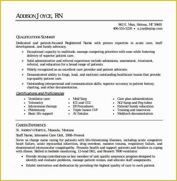 Nurse Resume Template Free Download Of 8 Registered Nurse Resumes to Download