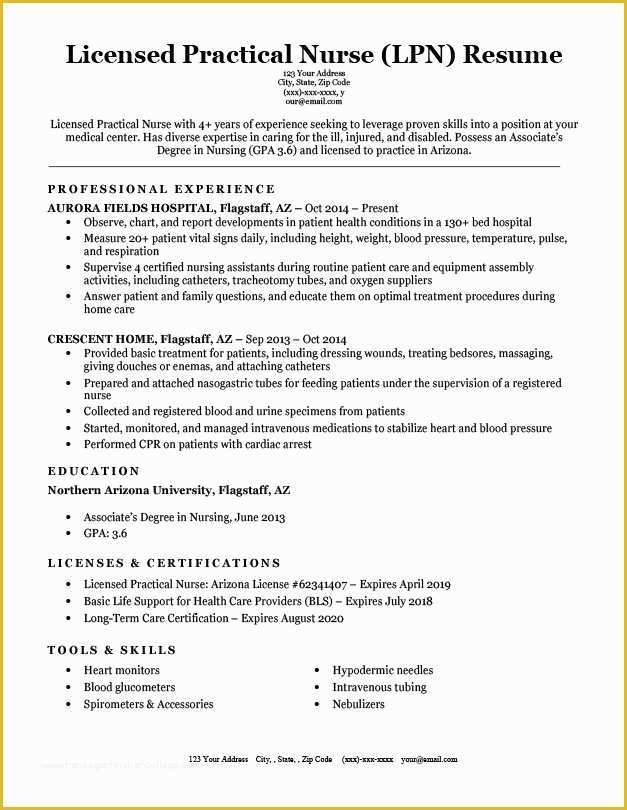 Nurse Resume Template Free Download Of Licensed Practical Nurse Lpn Resume Sample &amp; Writing