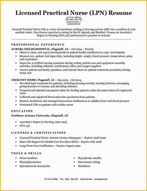 Nurse Resume Template Free Download Of Licensed Practical Nurse Lpn Resume Sample & Writing