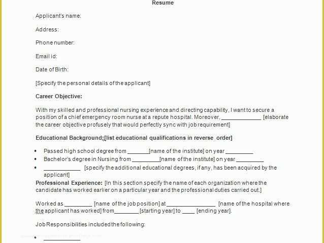 Nurse Resume Template Free Download Of Nursing Resume Template 2017