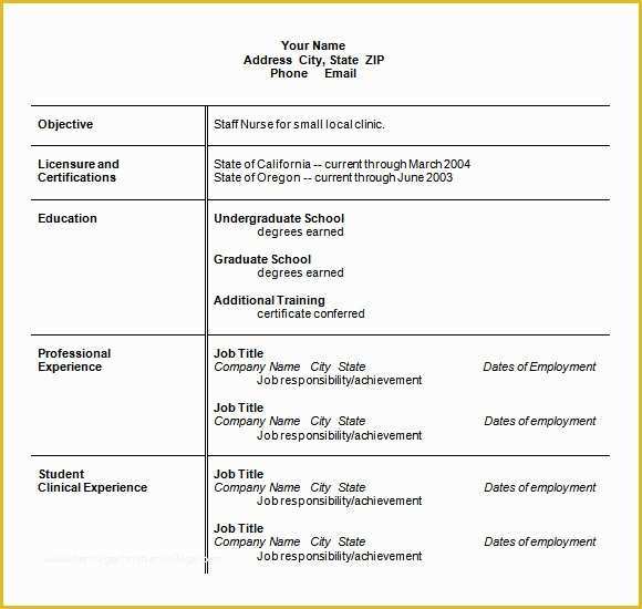 Nurse Resume Template Free Download Of Nursing Resume Templates Word Cover Letter Samples