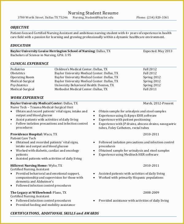 Nurse Resume Template Free Download Of Nursing Student Resume Example 10 Free Word Pdf