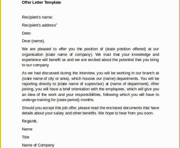 Offer Of Employment Letter Template Free Of 12 Sample Fer Letter Templates – Free Examples