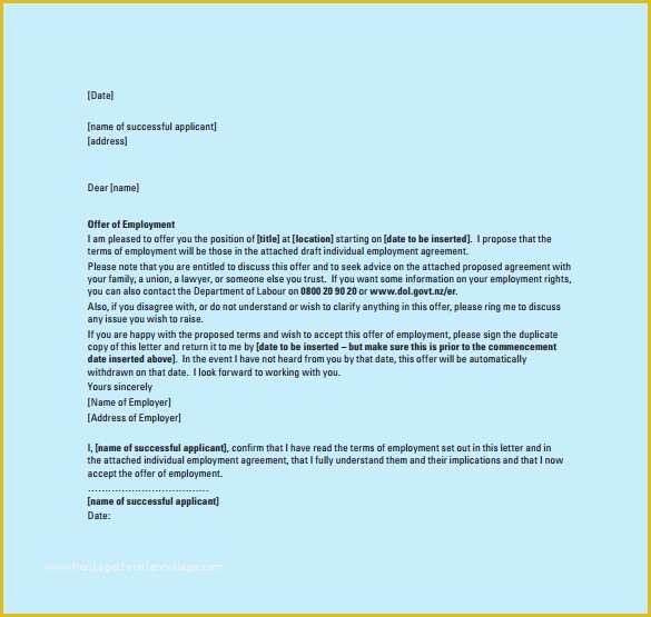 Offer Of Employment Letter Template Free Of 14 Employment Letters – Samples Examples &amp; format