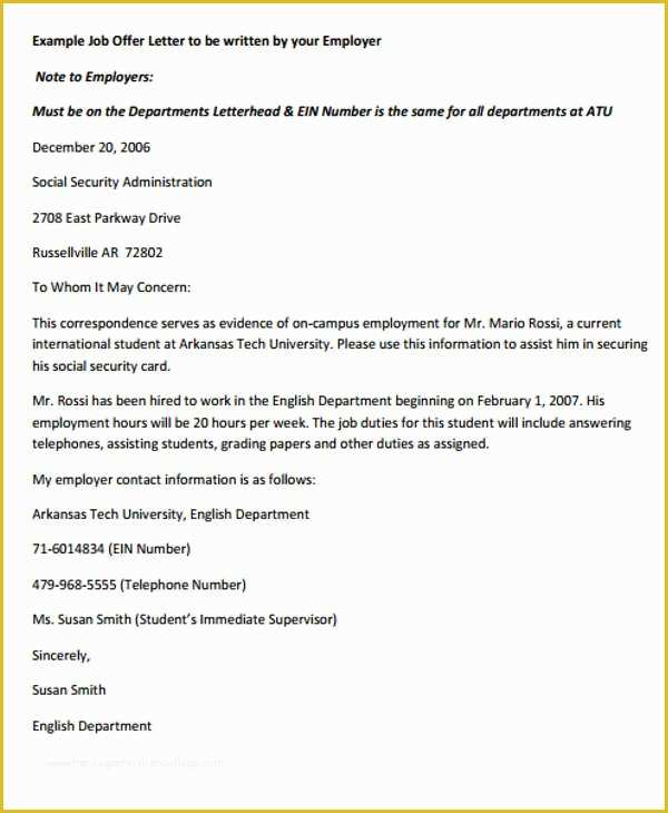 Offer Of Employment Letter Template Free Of 40 Fer Letter format Templates Pdf Doc