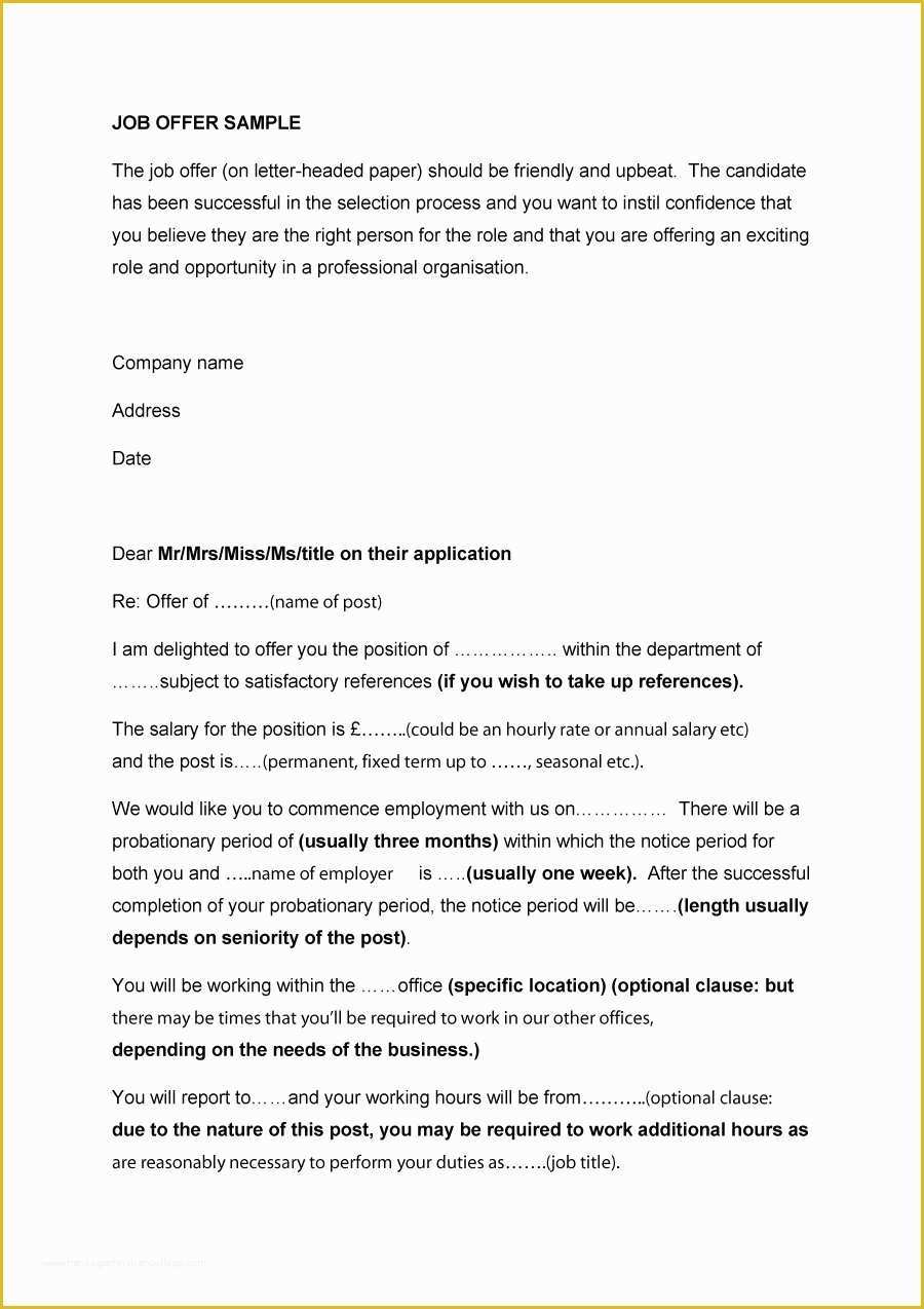 Offer Of Employment Letter Template Free Of 44 Fantastic Fer Letter Templates [employment Counter