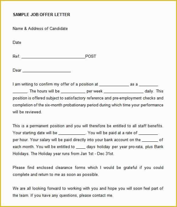 Offer Of Employment Letter Template Free Of 70 Fer Letter Templates Pdf Doc