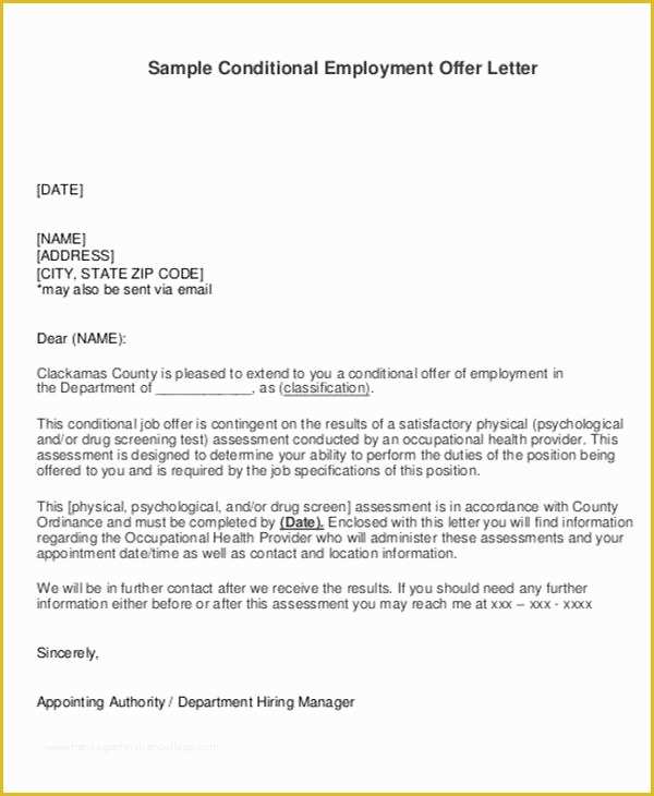 Offer Of Employment Letter Template Free Of Employment Fer Letter Template 6 Free Word Pdf