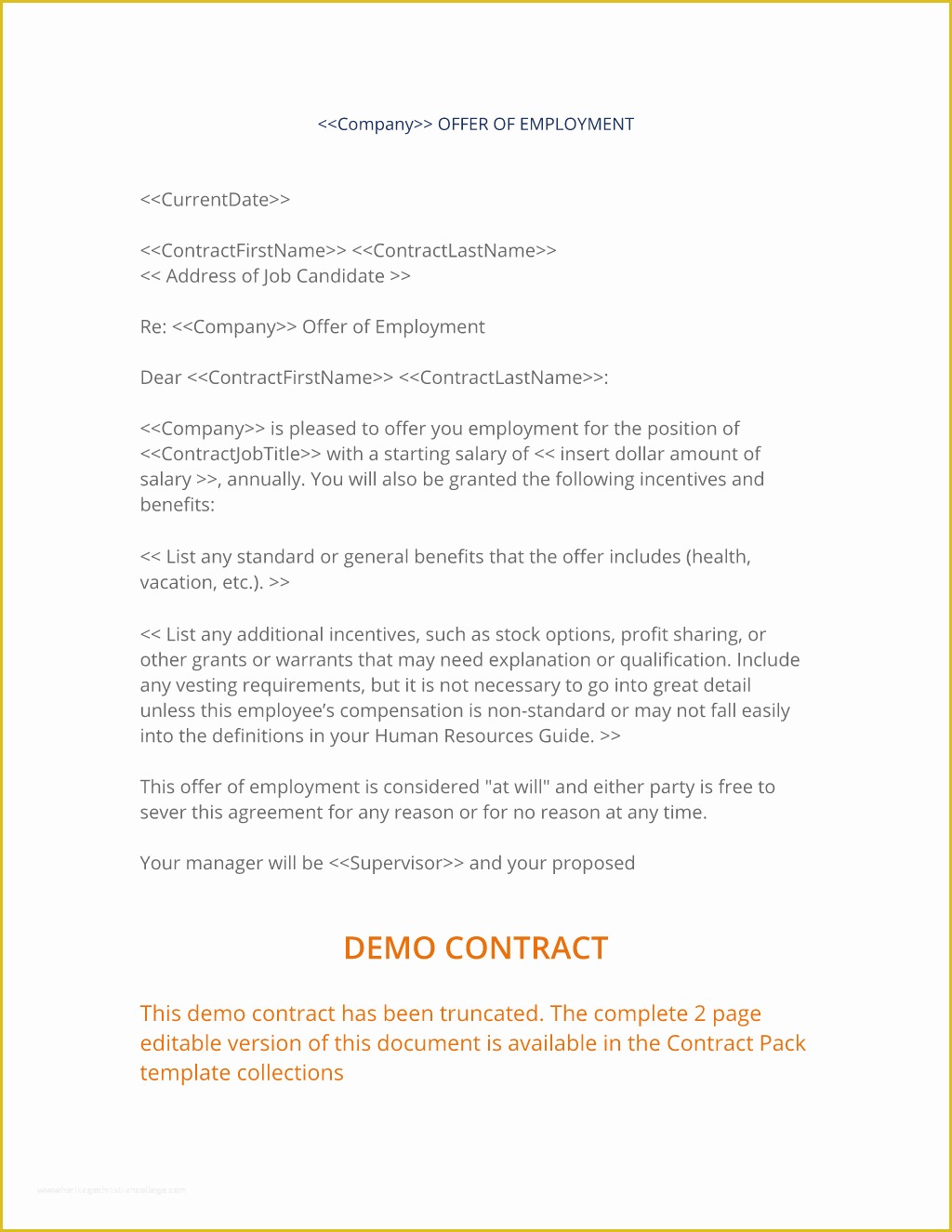 Offer Of Employment Letter Template Free Of Fer Of Employment Letter