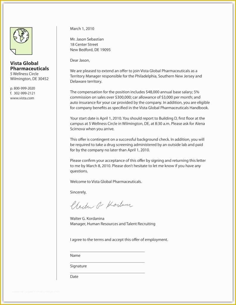 Offer Of Employment Letter Template Free Of Job Fer Letter Templates