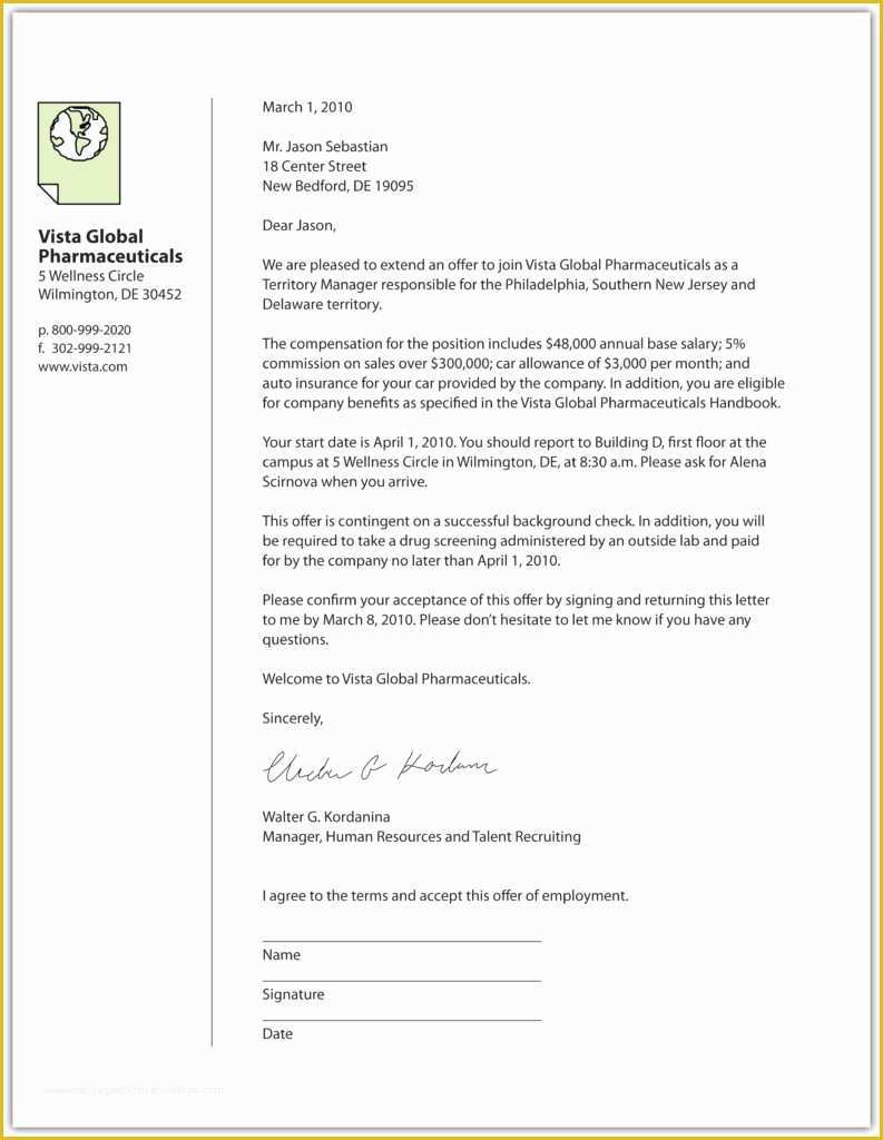 Offer Of Employment Letter Template Free Of Job Fer Letter Templates