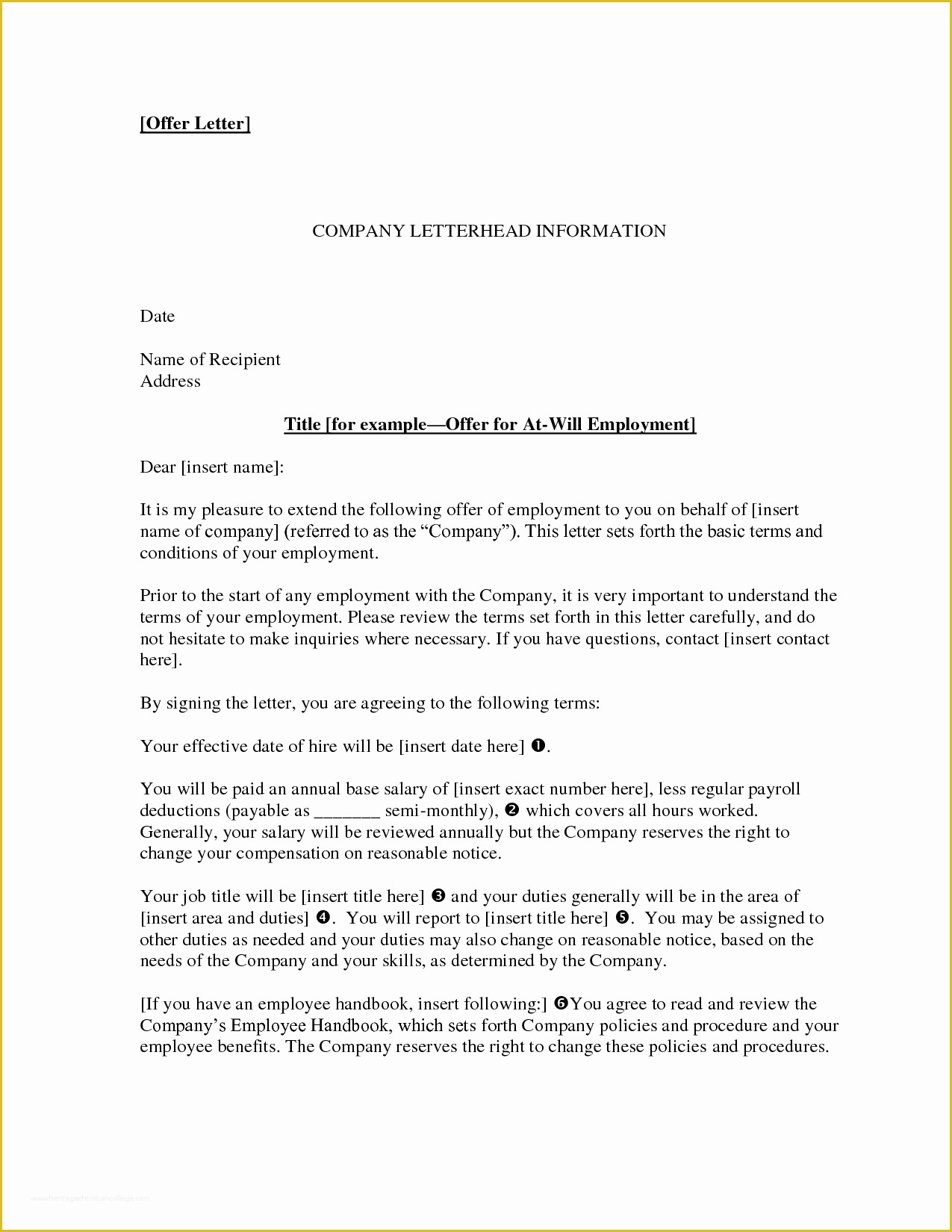 Offer Of Employment Letter Template Free Of Letter Employment Fer