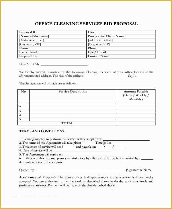 Office Cleaning Proposal Template Free Of Service Proposal Template 14 Free Word Pdf Document