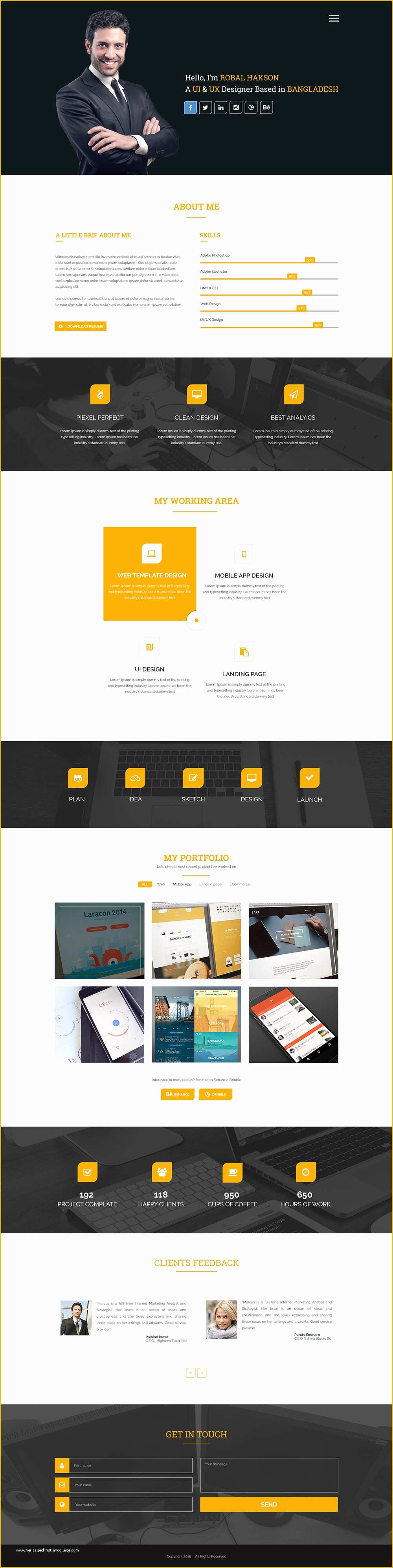 One Page Portfolio Template Free Download Of Clean E Page Corporate Portfolio Website Template Free