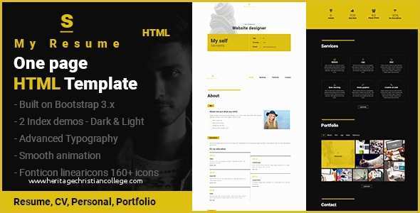 One Page Portfolio Template Free Download Of S Resume Cv Portfolio E Page HTML Template Nulled