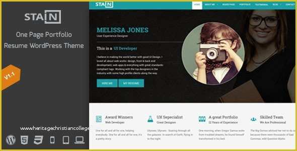 One Page Portfolio Template Free Download Of Stain V1 0 – E Page Portfolio Resume Wordpress theme