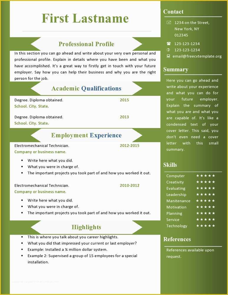 Online Cv Templates Free Download Of Free Cv Resume Templates 360 to 366 – Free Cv Template