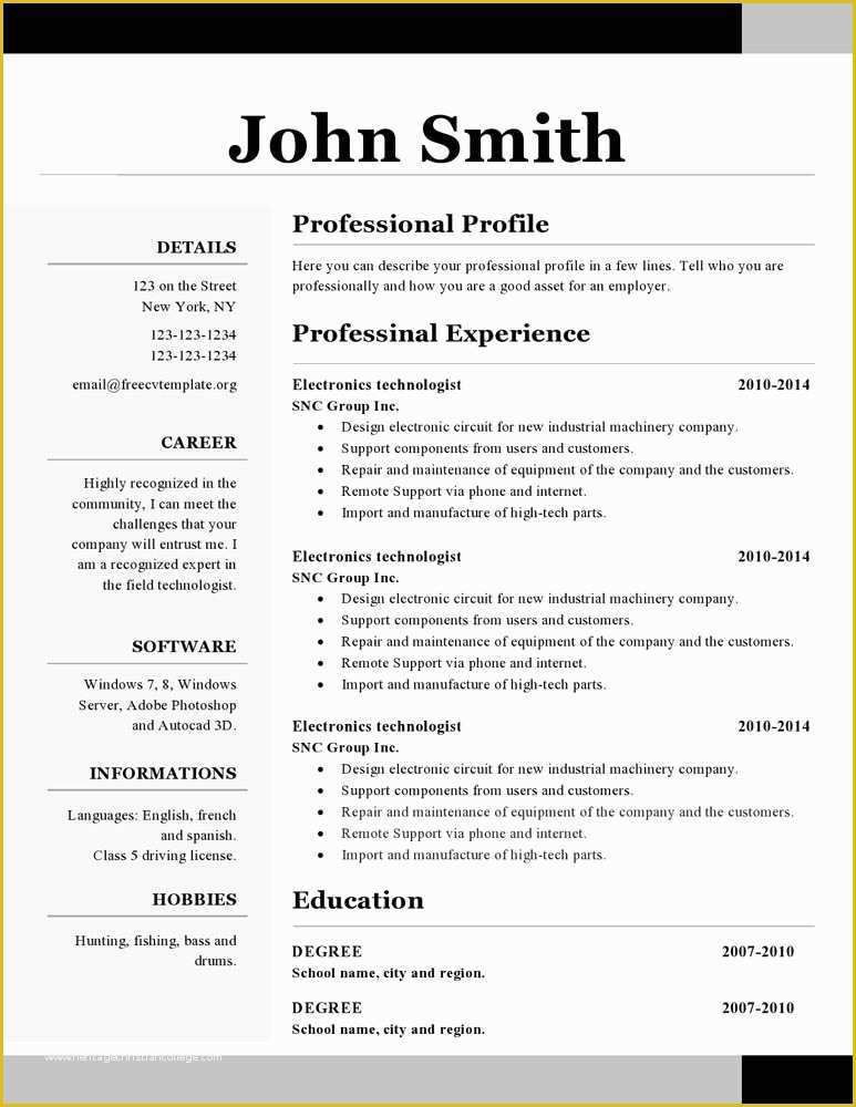 Online Cv Templates Free Download Of Openoffice Resume Templates