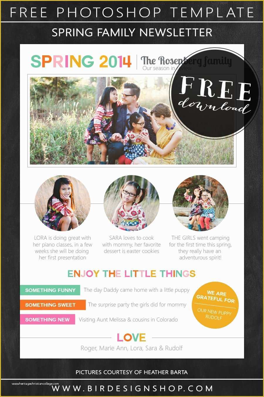 Online Newsletter Templates Free Of Spring Family Newsletter Free Photoshop Template – Birdesign