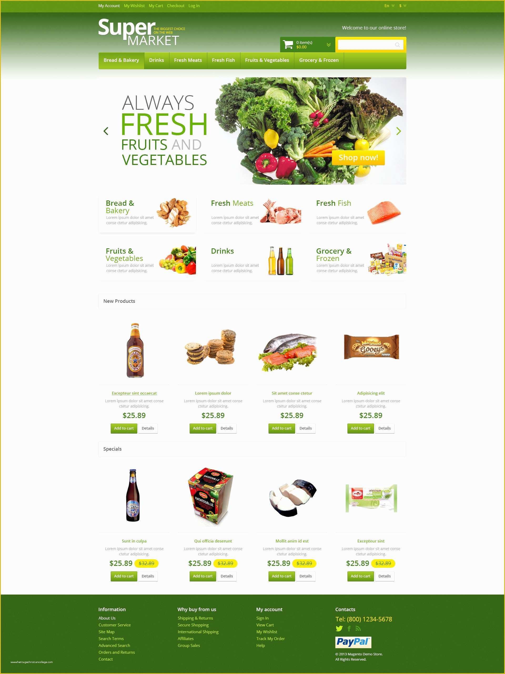 Online Shopping Templates Free Download In PHP Of Responsive Supermarket Magento theme