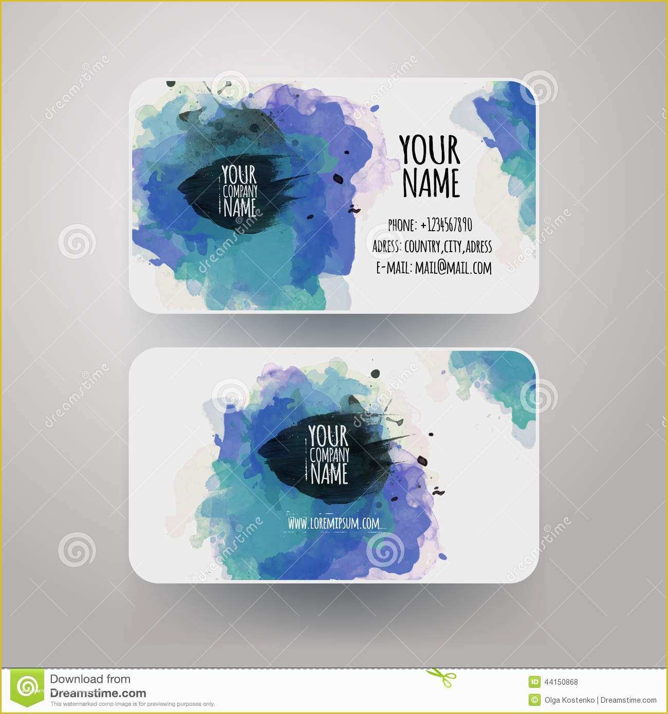 Painting Company Website Templates Free Download Of Vector Template Watercolor Business Cards Stock Vector