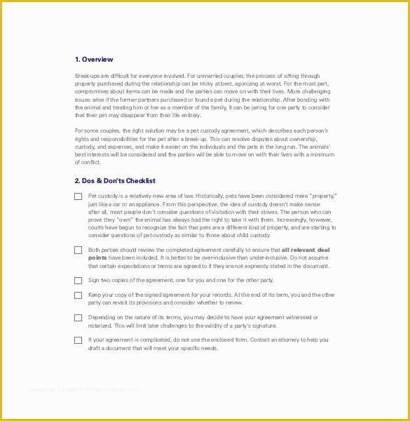 Parenting Agreement Template Free Of 10 Custody Agreement Templates – Free Sample Example