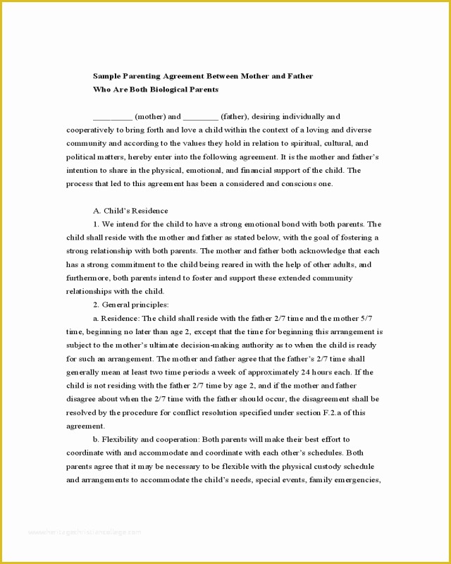 Parenting Agreement Template Free Of 2018 Joint Custody Agreement form Fillable Printable