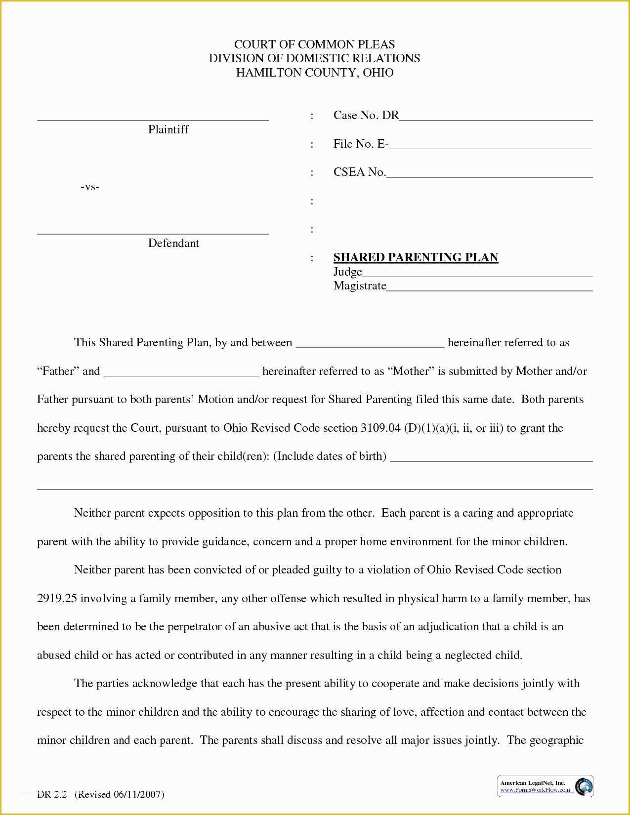 Parenting Agreement Template Free Of 50 Exclusive D Parenting Agreement Template Qe