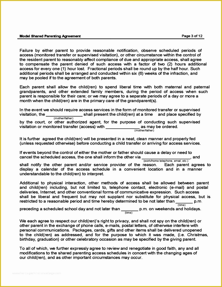 Parenting Agreement Template Free Of D Parenting Agreement Free Download