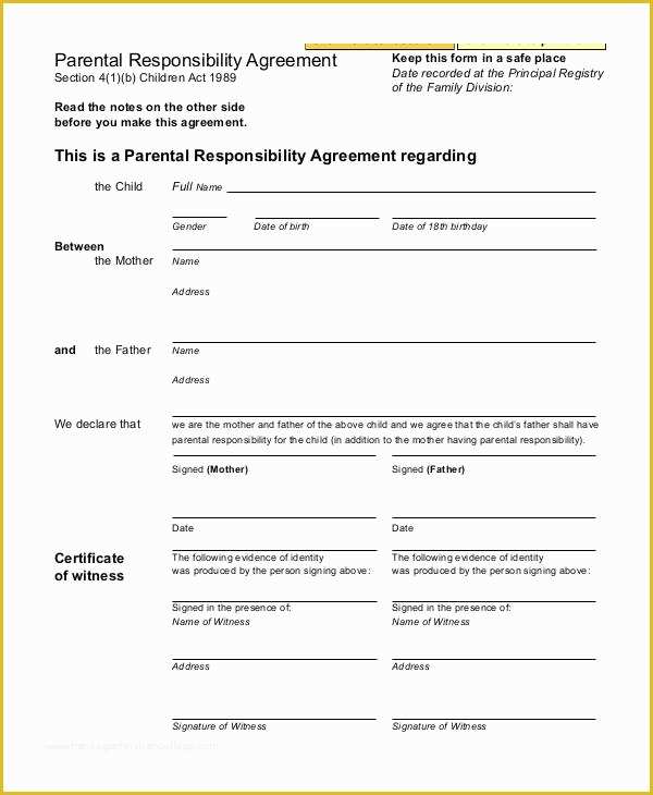 Parenting Agreement Template Free Of Parenting Agreement Templates 8 Free Pdf Documents