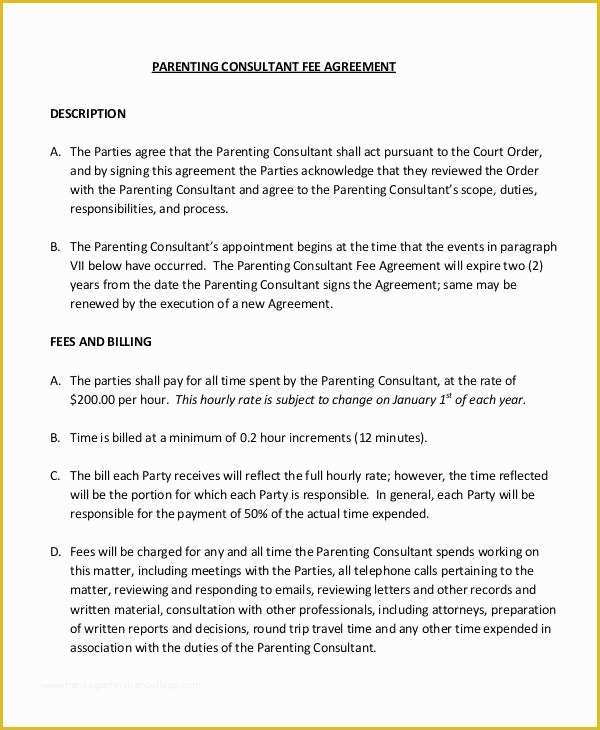 Parenting Agreement Template Free Of Parenting Agreement Templates 8 Free Pdf Documents