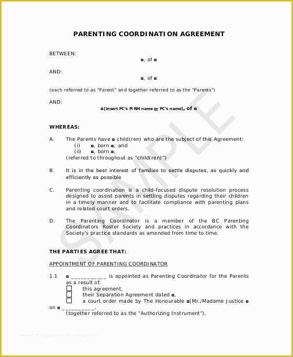 Parenting Agreement Template Free Of Parenting Agreement Templates 8 Free Pdf Documents