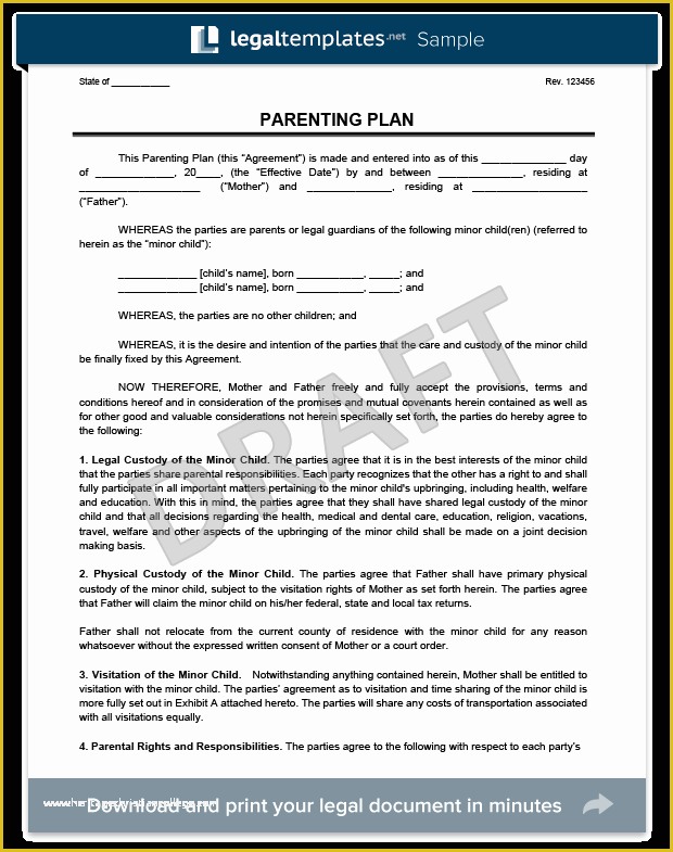 Parenting Agreement Template Free Of Pet Custody Agreement