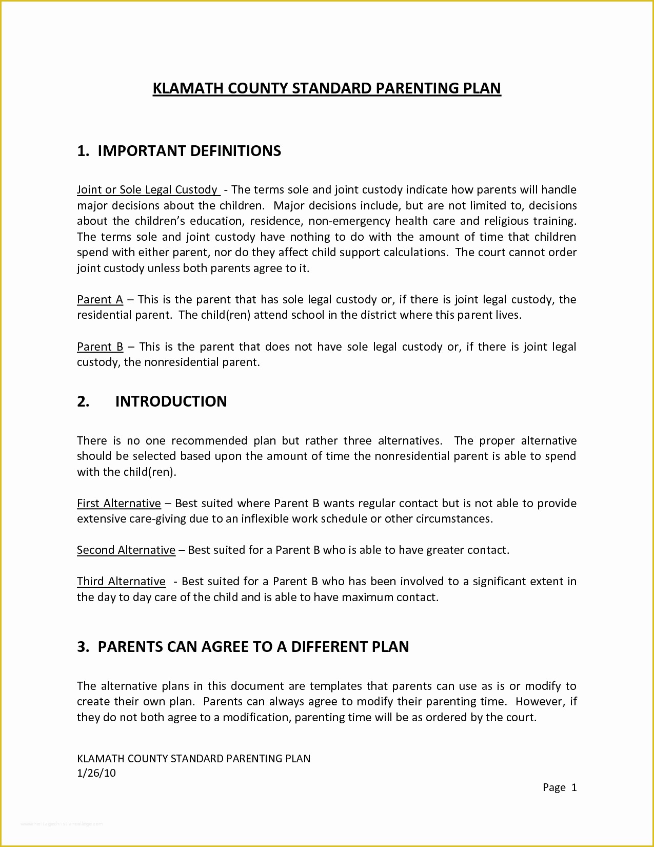Parenting Agreement Template Free Of Template Parenting Plan Template Image Parenting Plan