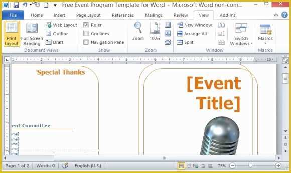 Party Program Template Free Of Free event Program Template for Word