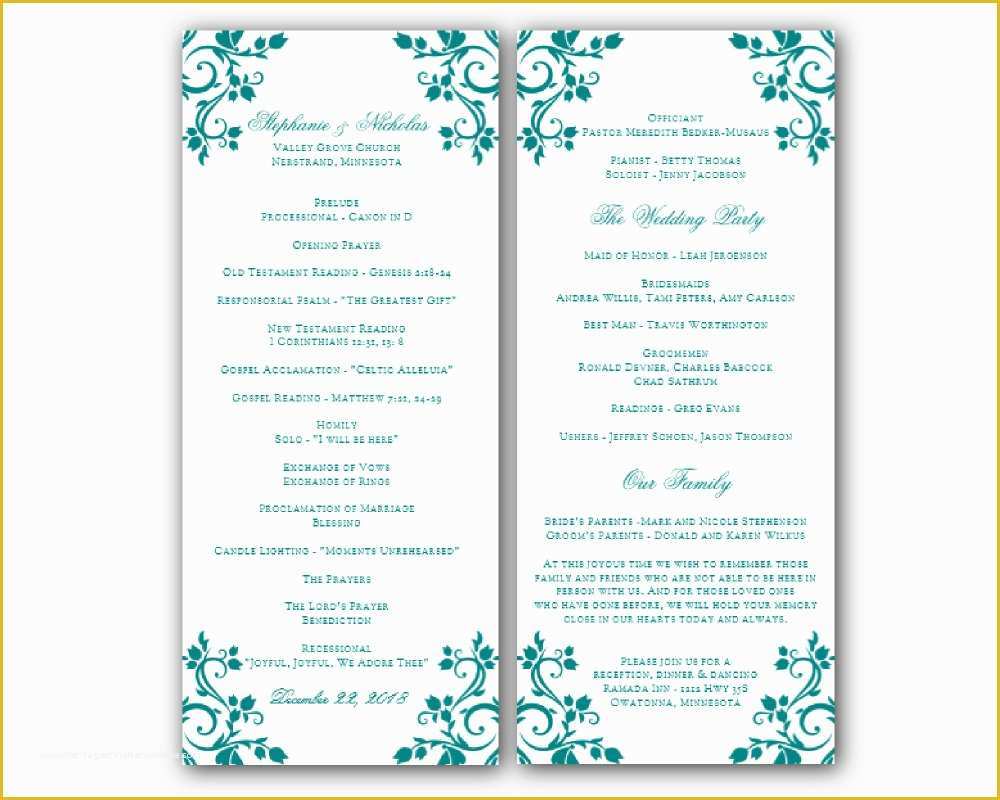 Party Program Template Free Of Free Printable Wedding Program Templates Word