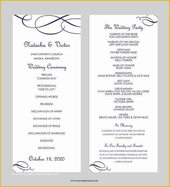 Party Program Template Free Of Wedding Program Template – Tea Length Calligraphic