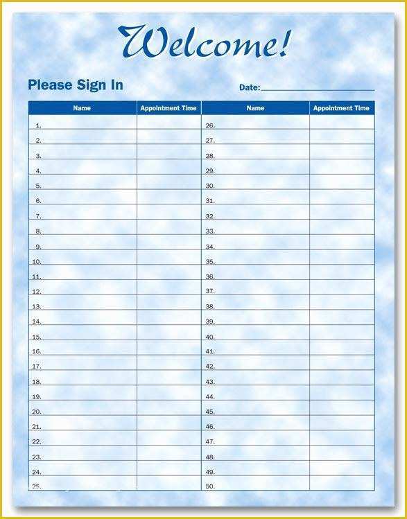 Patient Sign In Sheet Template Free Of 21 Sign In Sheet Templates Free Download