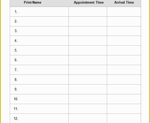 Patient Sign In Sheet Template Free Of 75 Sign In Sheet Templates Doc Pdf