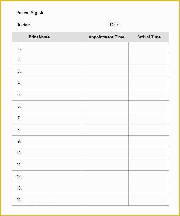 37 Patient Sign In Sheet Template Free