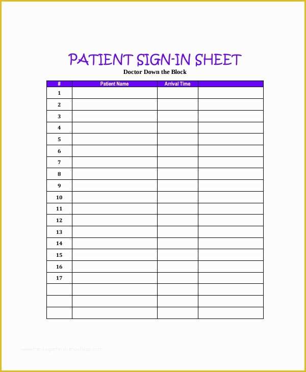 Patient Sign In Sheet Template Free Of 8 Doctor Sign In Sheets