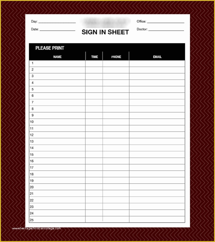 Patient Sign In Sheet Template Free Of Custom Columns Label Sign In Sheets Printing