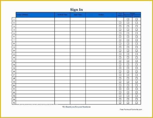 Patient Sign In Sheet Template Free Of Patient Sign In Sheet