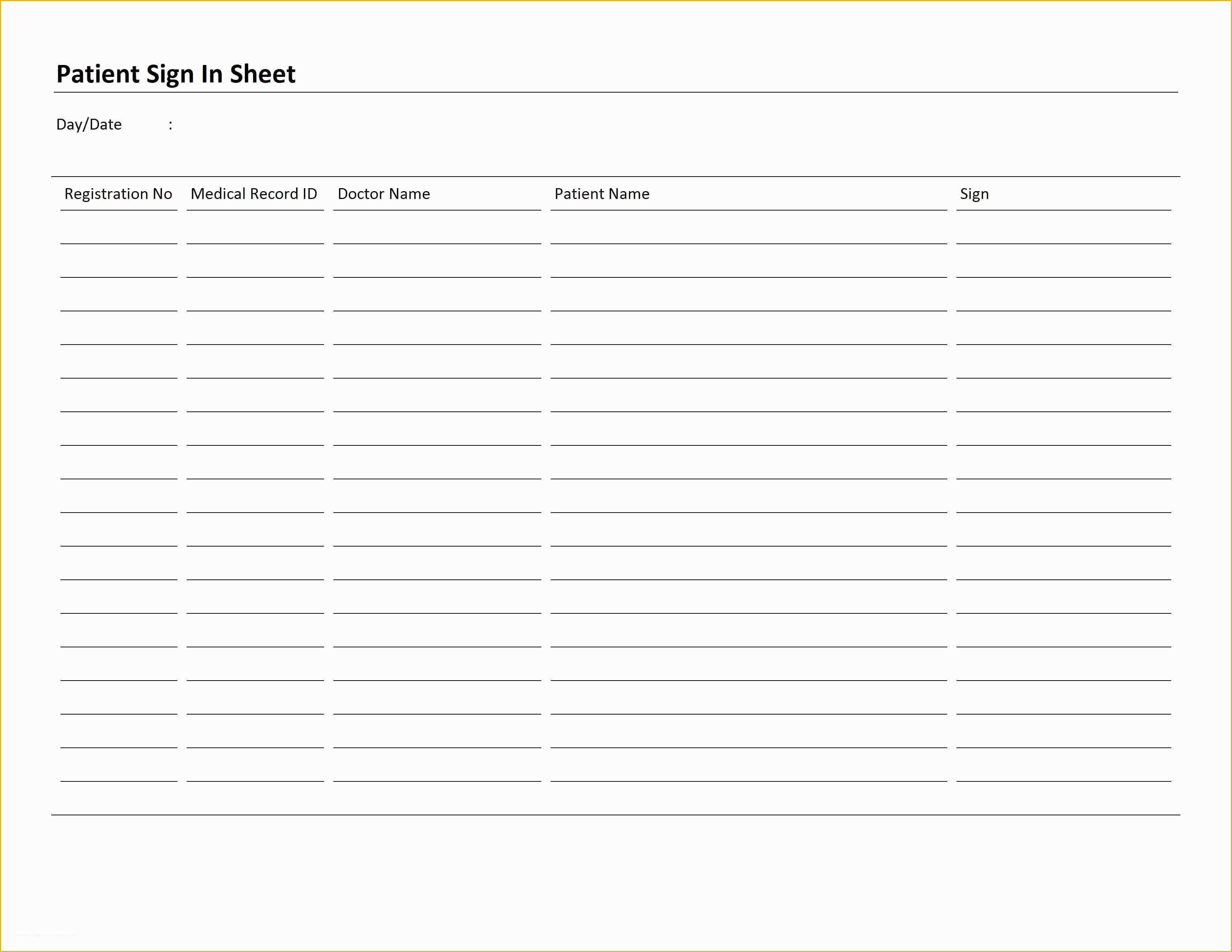 Patient Sign In Sheet Template Free Of Patient Sign In Sheet