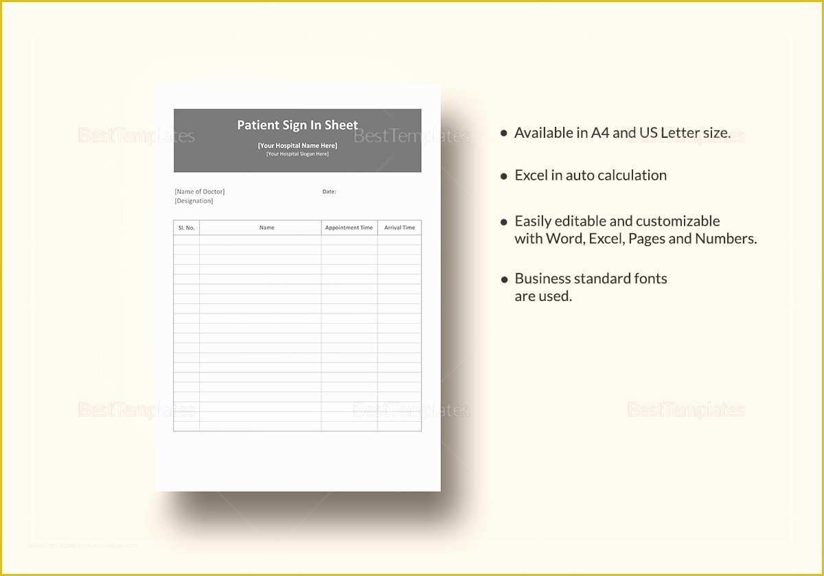 Patient Sign In Sheet Template Free Of Patient Sign In Sheet Template In Word Excel Apple Pages
