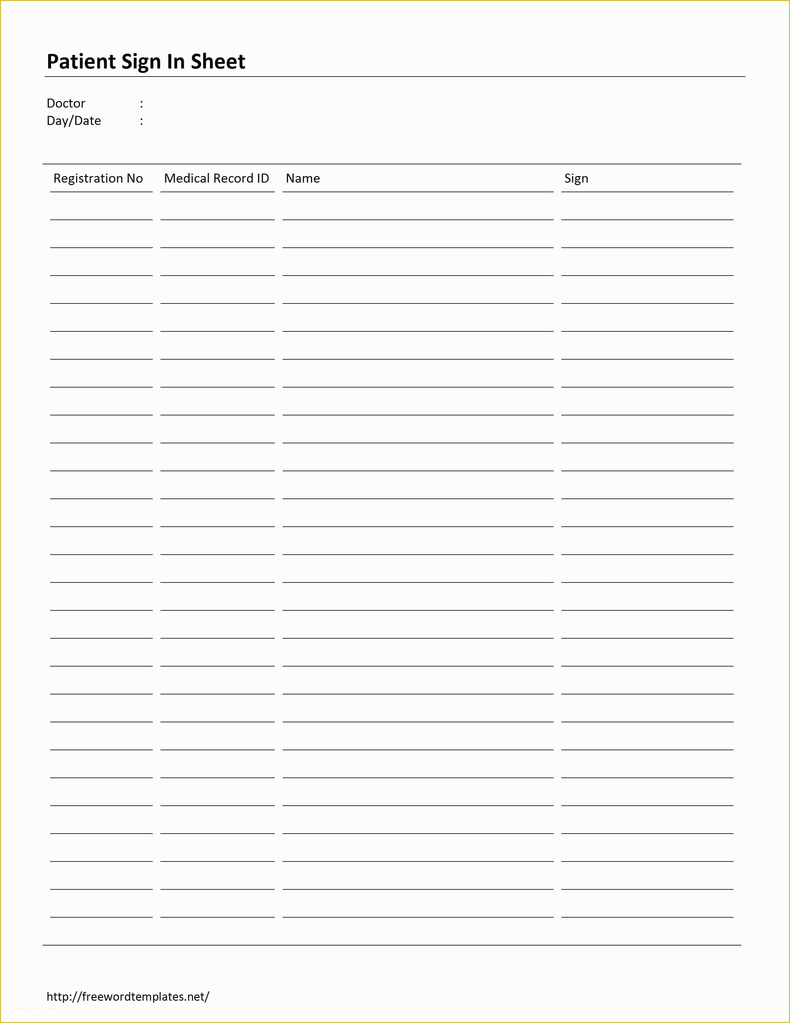 Patient Sign In Sheet Template Free Of Patient Sign In Sheet Template