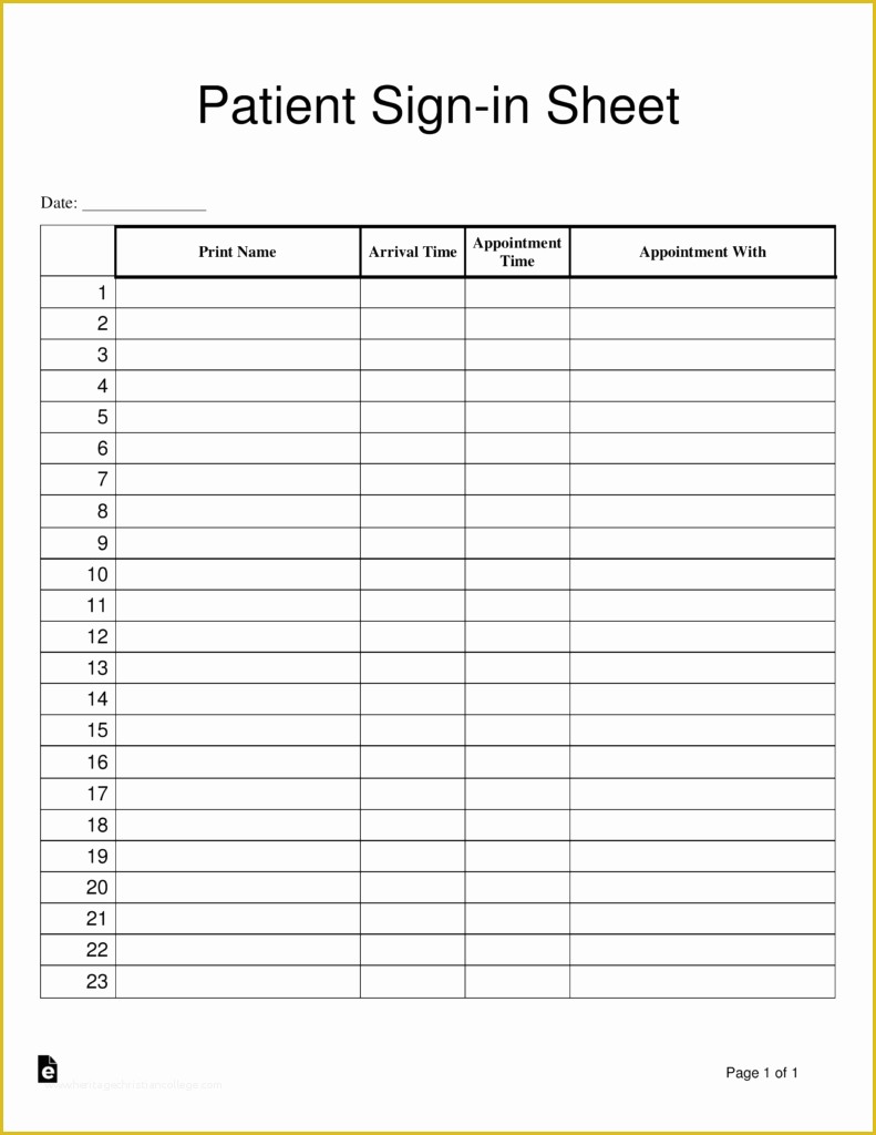 Patient Sign In Sheet Template Free Of Patient Sign In Sheet Template