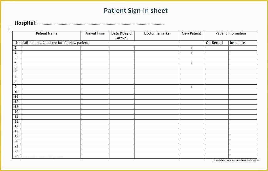 Patient Sign In Sheet Template Free Of Patient Sign In Sheet Templates Printable Medical forms