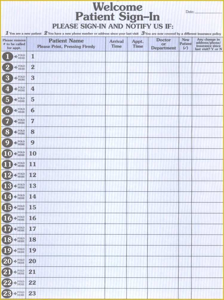 Patient Sign In Sheet Template Free Of Prescription forms Patient Folders Labels Medical forms